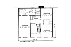 Floor Plan - Upper Floor for Classical House Plan #10-263 - 4 bed, 3.5 bath