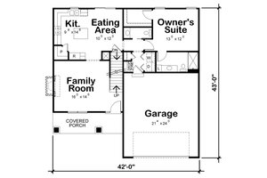 Floor Plan - Main Floor for Craftsman House Plan #20-2353 - 4 bed, 3 bath