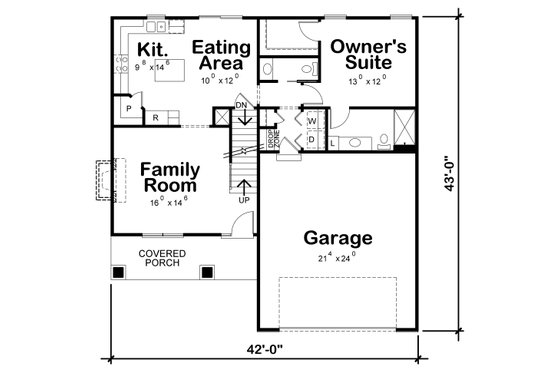 Floor Plan - Main Floor for Craftsman House Plan #20-2353 - 4 bed, 3 bath