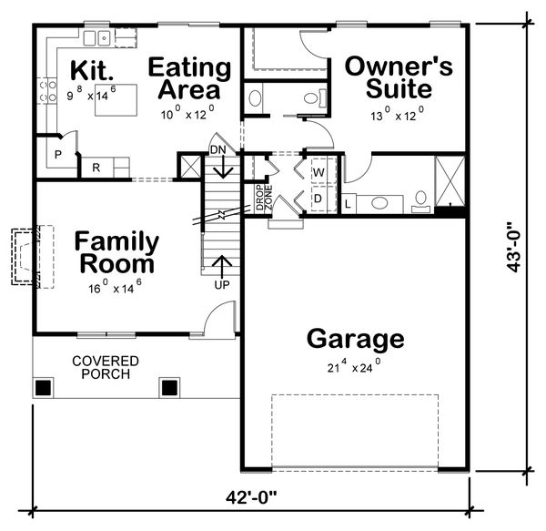 Home Plan - Craftsman Floor Plan - Main Floor Plan #20-2353