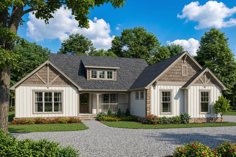 Craftsman Style House Plan - 3 Beds 2.5 Baths 1917 Sq/Ft Plan #17-2586 Exterior