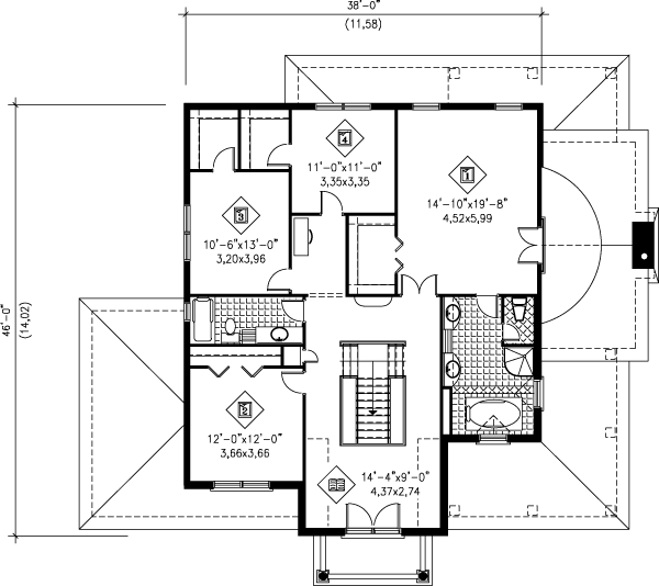 European Floor Plan - Upper Floor Plan #25-283