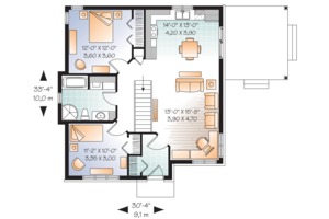 Floor Plan - Main Floor for Modern House Plan #23-2661 - 2 bed, 1 bath