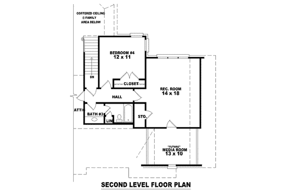 Floor Plan - Upper Floor for European House Plan #81-1176 - 4 bed, 3 bath