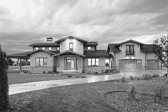Exterior - Front Elevation 3 for Craftsman House Plan #1042-1 - 4 bed, 3.5 bath