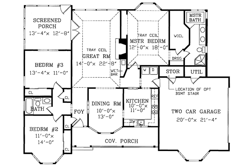Home Plan - Floor Plan - Main Floor for Country House Plan #314-185 - 3 bed, 2 bath