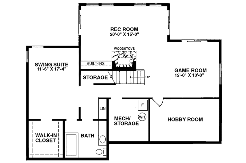 Home Plan - Floor Plan - Lower Floor for Contemporary House Plan #320-1195 - 3 bed, 3.5 bath