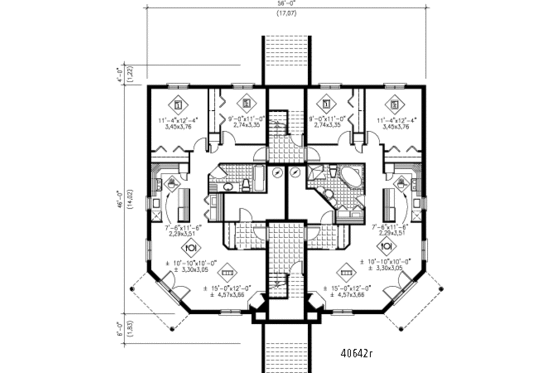 Floor Plan - Main Floor for Colonial House Plan #25-4188 - 2 bed, 1 bath