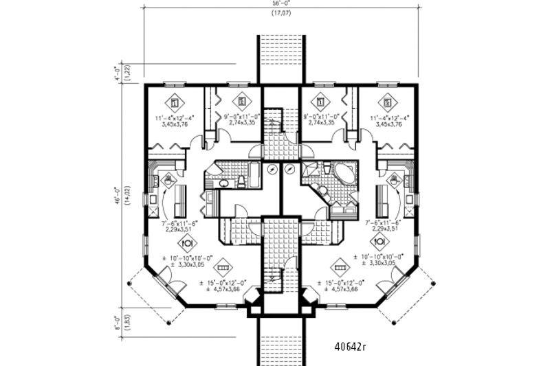 Dream House Plan - Floor Plan - Main Floor for Colonial House Plan #25-4188 - 2 bed, 1 bath