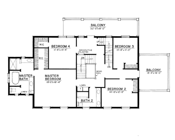 Home Plan - Colonial Floor Plan - Upper Floor Plan #1016-100