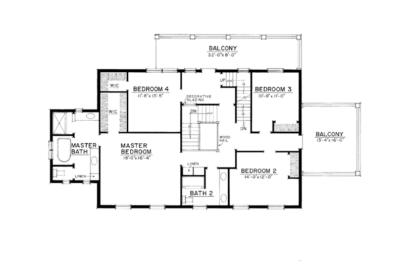 Dream House Plan - Floor Plan - Upper Floor for Colonial House Plan #1016-100 - 4 bed, 3 bath