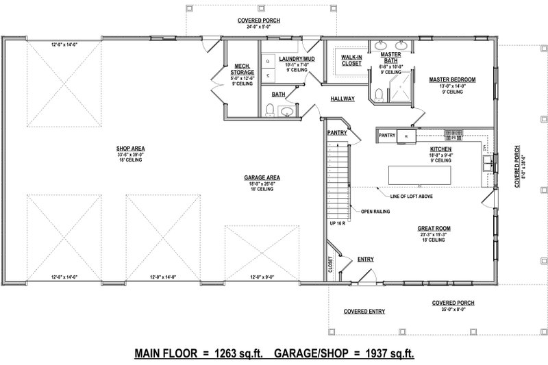 Dream House Plan - Floor Plan - Main Floor for Barndominium House Plan #1084-8 - 3 bed, 2.5 bath
