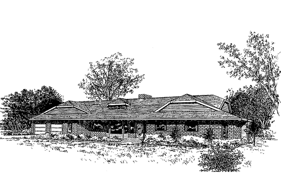 Exterior - Front Elevation 3 for Ranch House Plan #60-968 - 3 bed, 2.5 bath