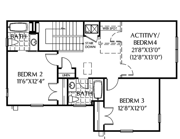 Dream House Plan - Country Floor Plan - Upper Floor Plan #999-176