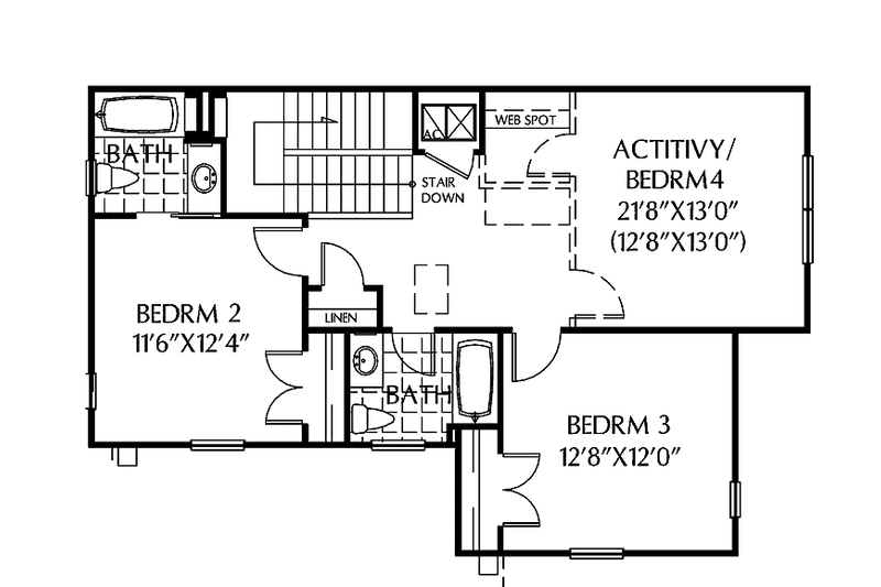 Home Plan - Floor Plan - Upper Floor for Country House Plan #999-176 - 3 bed, 3.5 bath