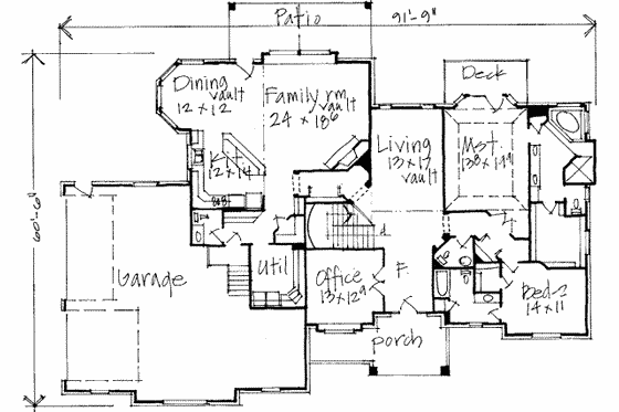 Floor Plan - Main Floor for European House Plan #308-158 - 5 bed, 5.5 bath