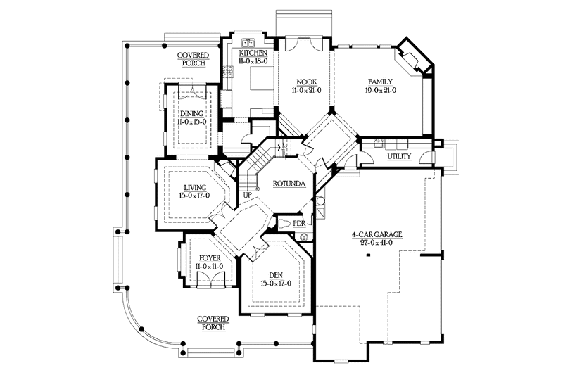 Dream House Plan - Floor Plan - Main Floor for Country House Plan #132-352 - 4 bed, 4.5 bath