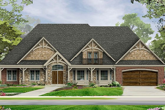 Exterior - Front Elevation 4 for Craftsman House Plan #1057-6 - 3 bed, 2 bath