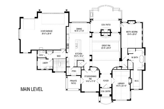 Floor Plan - Main Floor for European House Plan #920-64 - 5 bed, 3.5 bath