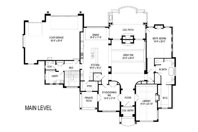 Home Plan - Floor Plan - Main Floor for European House Plan #920-64 - 5 bed, 3.5 bath