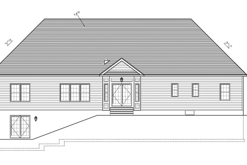 House Plan Design - Exterior - Rear Elevation for Ranch House Plan #1010-87 - 4 bed, 3 bath