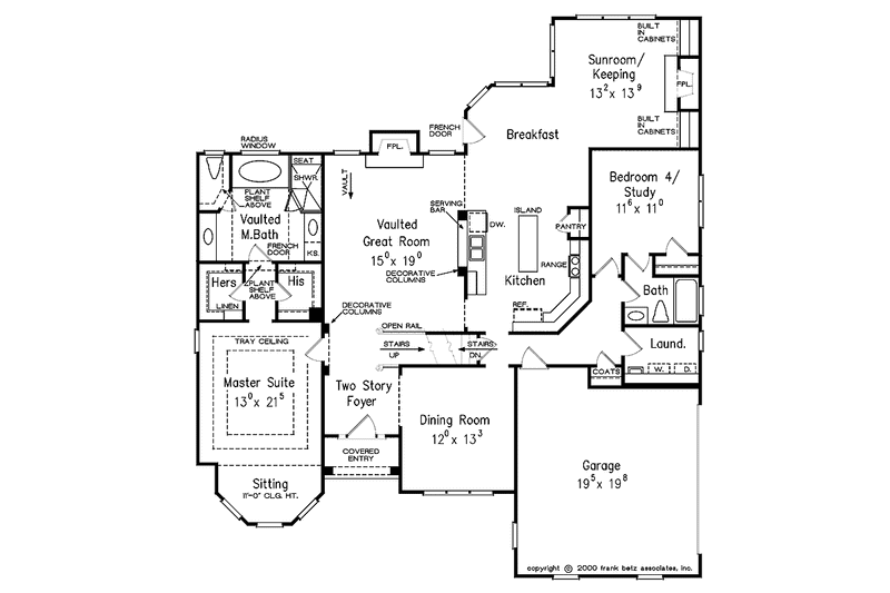 House Blueprint - Floor Plan - Main Floor for Colonial House Plan #927-586 - 4 bed, 3 bath