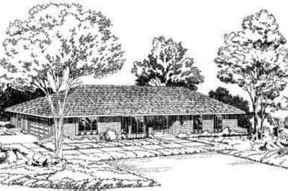 Exterior - Front Elevation for Ranch House Plan #312-189 - 3 bed, 2.5 bath