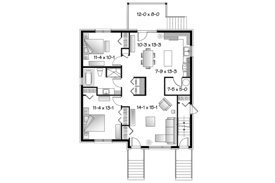Floor Plan - Main Floor for Contemporary House Plan #23-2595 - 6 bed, 3 bath