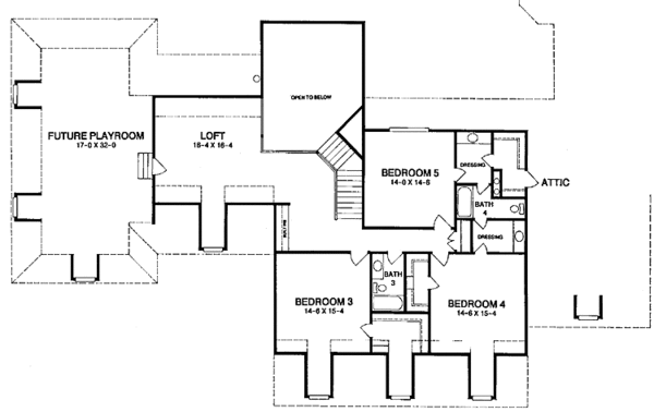 House Blueprint - Country Floor Plan - Upper Floor Plan #952-56