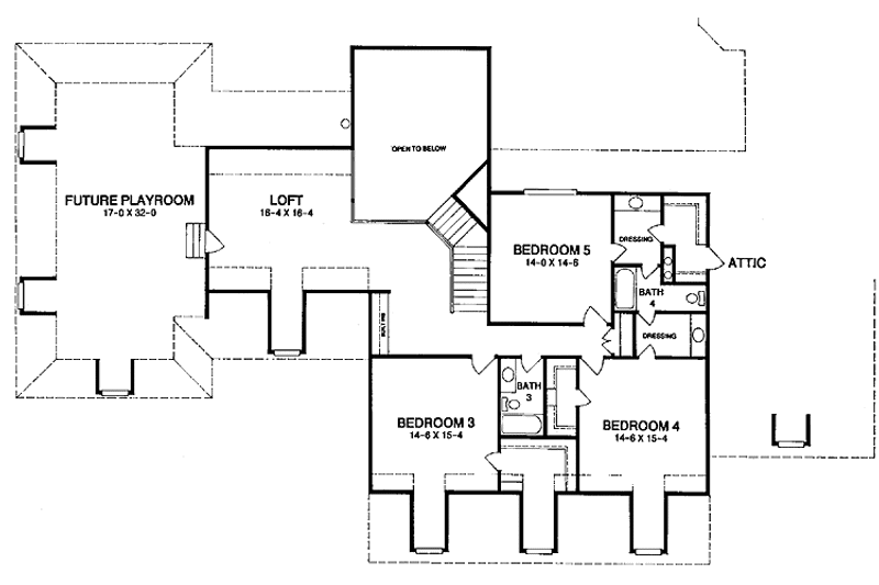 House Blueprint - Floor Plan - Upper Floor for Country House Plan #952-56 - 5 bed, 4.5 bath