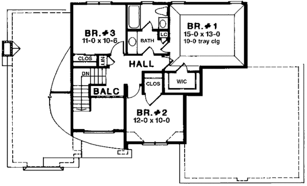 Dream House Plan - Traditional Floor Plan - Upper Floor Plan #1001-121