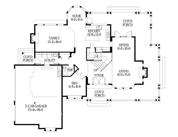 Home Plan - Craftsman Floor Plan - Main Floor Plan #132-233