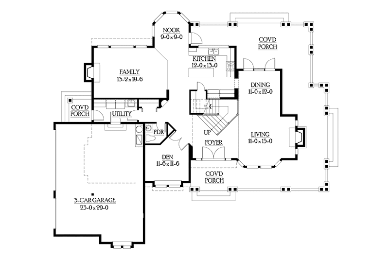 Dream House Plan - Floor Plan - Main Floor for Craftsman House Plan #132-233 - 4 bed, 2.5 bath