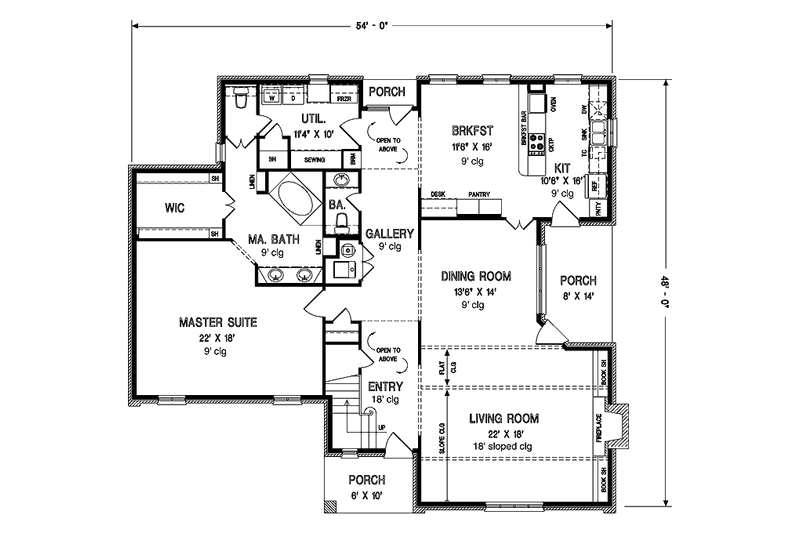 House Plan Design - Floor Plan - Main Floor for Contemporary House Plan #45-451 - 5 bed, 3.5 bath