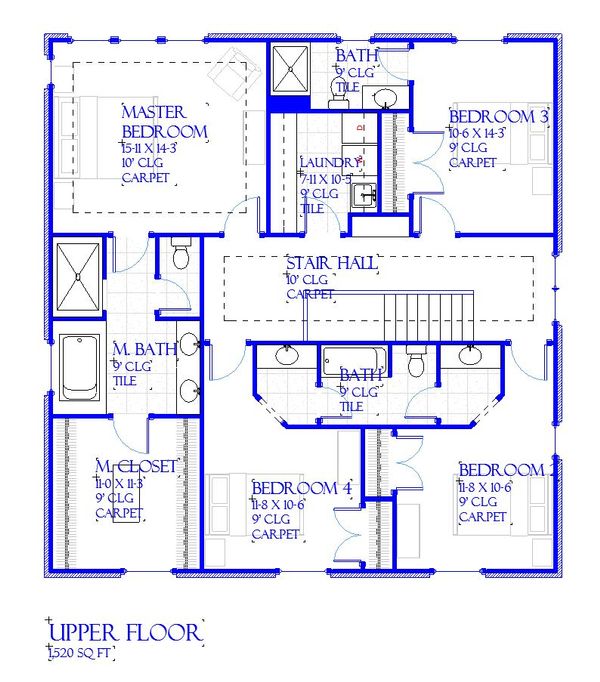 House Design - Traditional Floor Plan - Upper Floor Plan #901-142