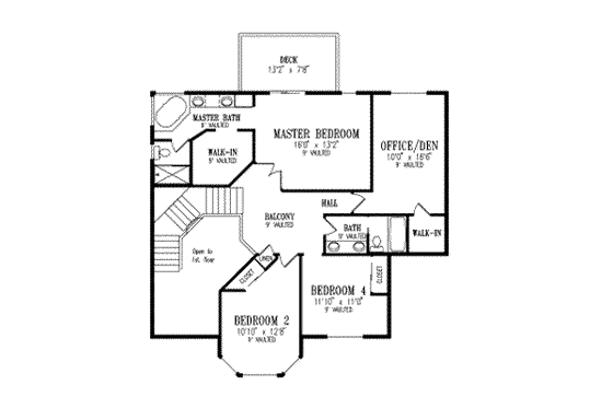 Floor Plan - Upper Floor for European House Plan #1-749 - 5 bed, 3 bath