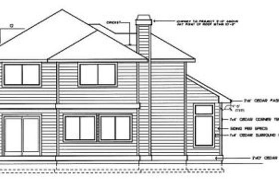 Exterior - Rear Elevation for Traditional House Plan #90-202 - 3 bed, 2.5 bath
