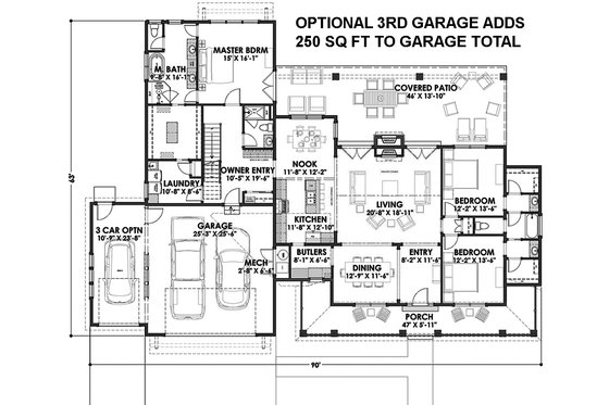 Floor Plan - Main Floor for Country House Plan #1069-3 - 3 bed, 3 bath