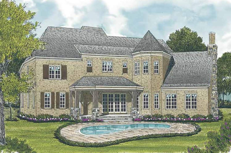 Home Plan - Exterior - Rear Elevation for European House Plan #453-587 - 5 bed, 4.5 bath