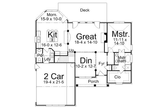 Floor Plan - Main Floor for Tudor House Plan #119-335 - 3 bed, 2 bath