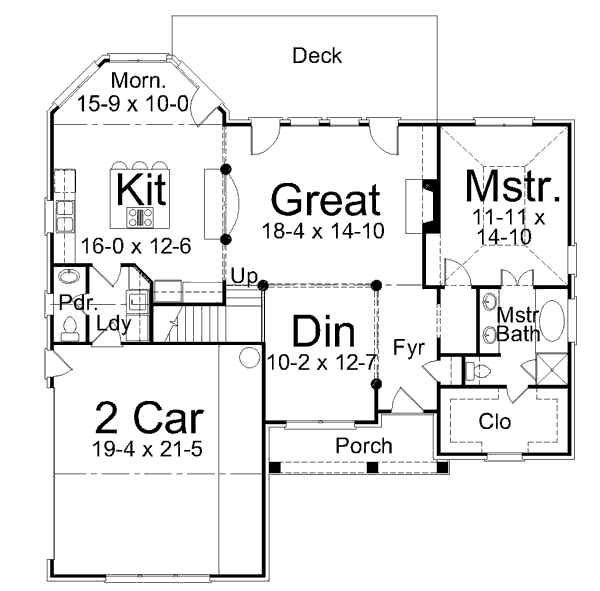 Dream House Plan - Tudor Floor Plan - Main Floor Plan #119-335