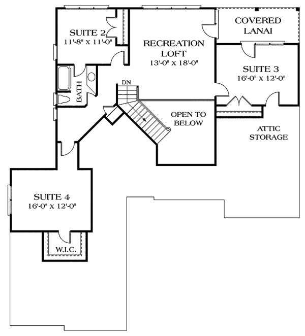 Architectural House Design - European Floor Plan - Upper Floor Plan #453-348