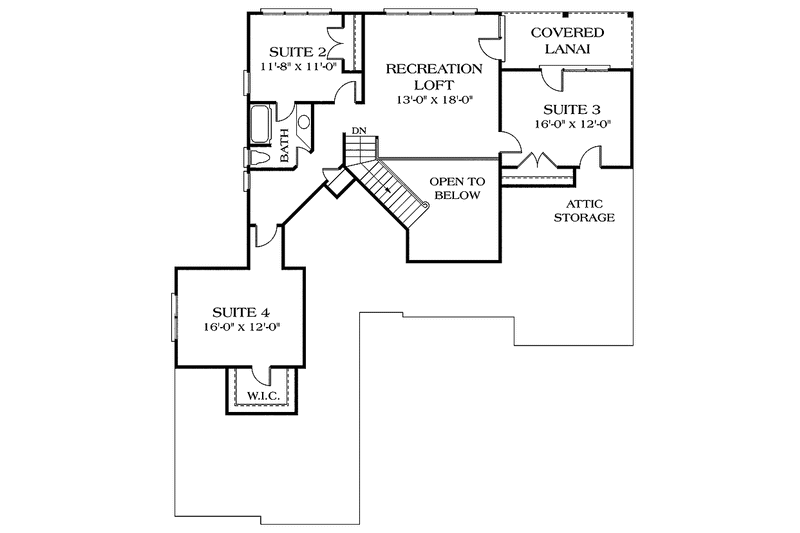 Dream House Plan - Floor Plan - Upper Floor for European House Plan #453-348 - 4 bed, 2.5 bath