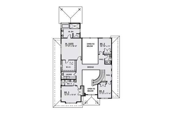 Floor Plan - Upper Floor for Contemporary House Plan #1066-17 - 5 bed, 4.5 bath