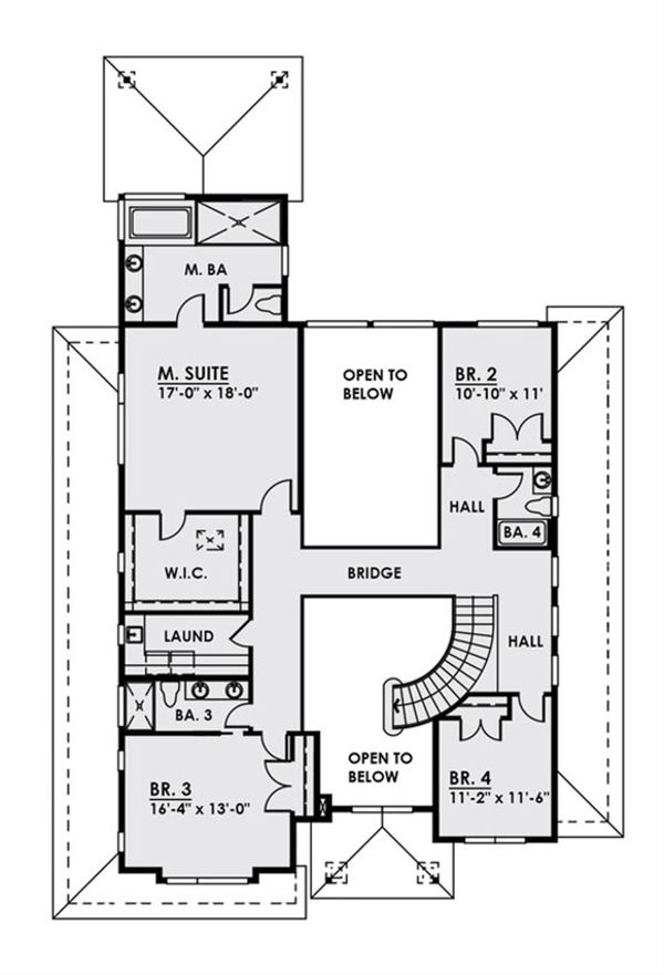 House Blueprint - Contemporary Floor Plan - Upper Floor Plan #1066-17