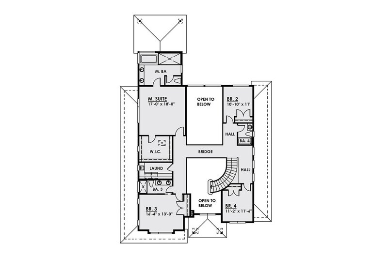 Architectural House Design - Floor Plan - Upper Floor for Contemporary House Plan #1066-17 - 5 bed, 4.5 bath