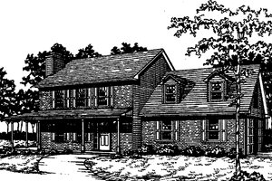 Exterior - Front Elevation 3 for Country House Plan #30-305 - 3 bed, 2.5 bath