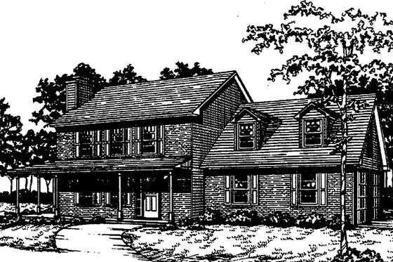 Exterior - Front Elevation 3 for Country House Plan #30-305 - 3 bed, 2.5 bath