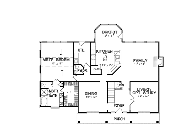 Dream House Plan - Floor Plan - Main Floor for Country House Plan #472-327 - 4 bed, 3.5 bath