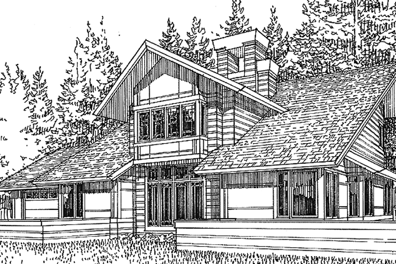 Architectural House Design - Prairie Exterior - Front Elevation Plan #965-8